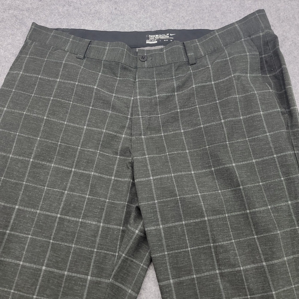 Nike Golf Pants Dri-Fit 38 X 32 Nylon Spandex Grey Check